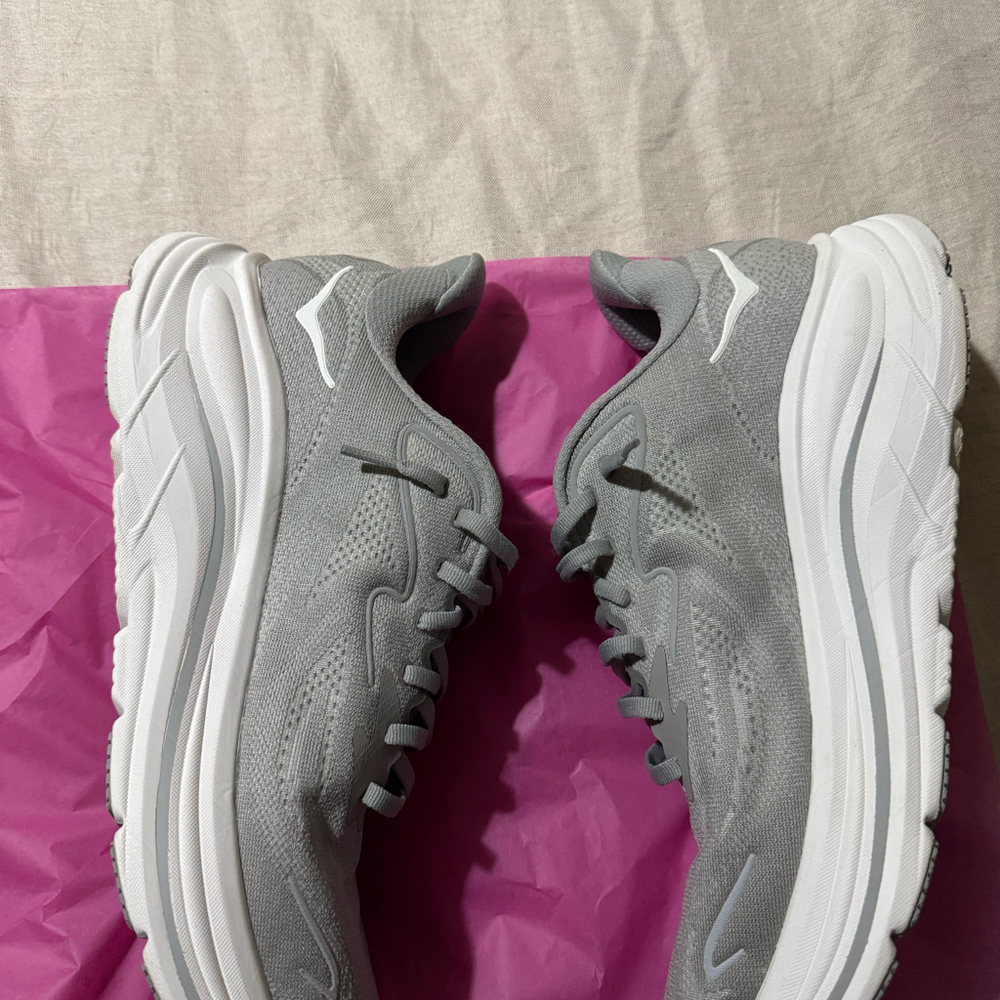 HOKA Clifton Men’s Running Shoes Gray/White Size 10.5D Wide Athletic Sneakers - Picture 10 of 11